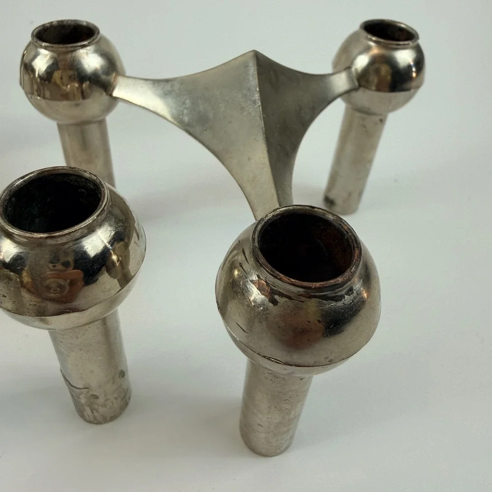 Stoff Nagel BMF Stacking Modular Chrome Candle Holders‎ West Germany Lot of 9